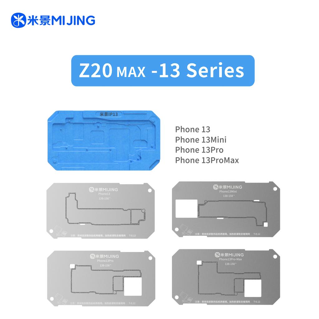 Mijing Z20 Pro Reballing Stencil Fixture Kits for iPhone X-17 Pro Max Motherboard Middle Frame Planting Tin Platform Hand Tools