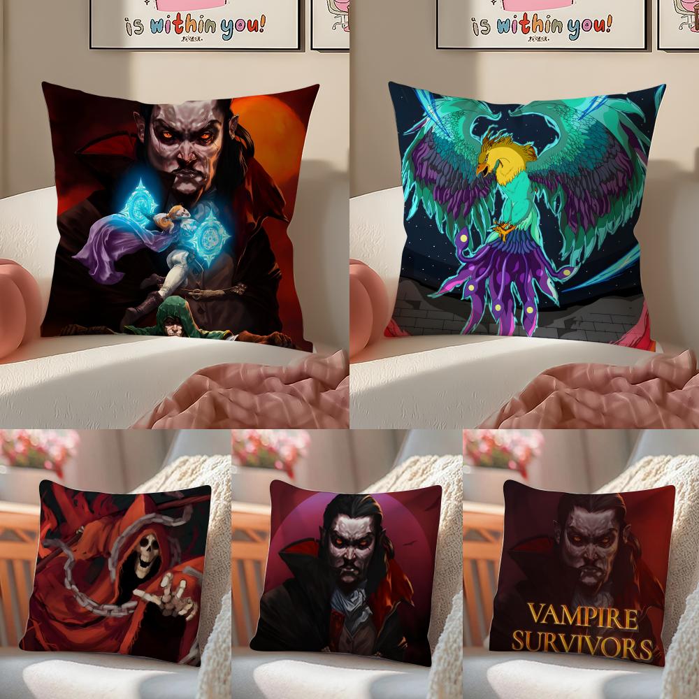 Game Vampire SurvivorsS Cushion Cover Pillowcase Short Plush Invisible zipper Room Sofa Cushion Cover