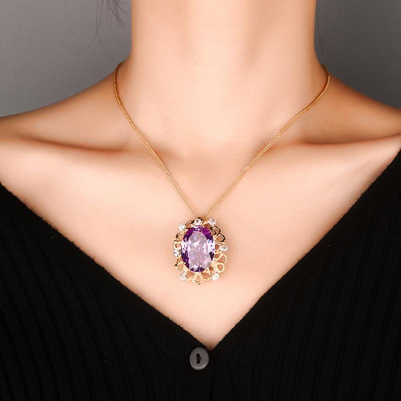 Jewelry Copper Bottom Gold-Plated Simulation Bird'S Nest Cut 18 * 25 Egg-Shaped Pendant Necklace