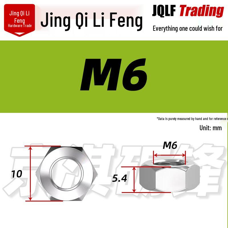 201 Stainless Steel Hex Nut: M3–M56 Fine Thread Thickened Nut