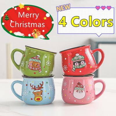 New Mini Christmas Mugs Couples Ceramic Cups Kawaii Santa Claus Figurines Creative 2024 Gift For Office Home Milk Coffee Tea Cup
