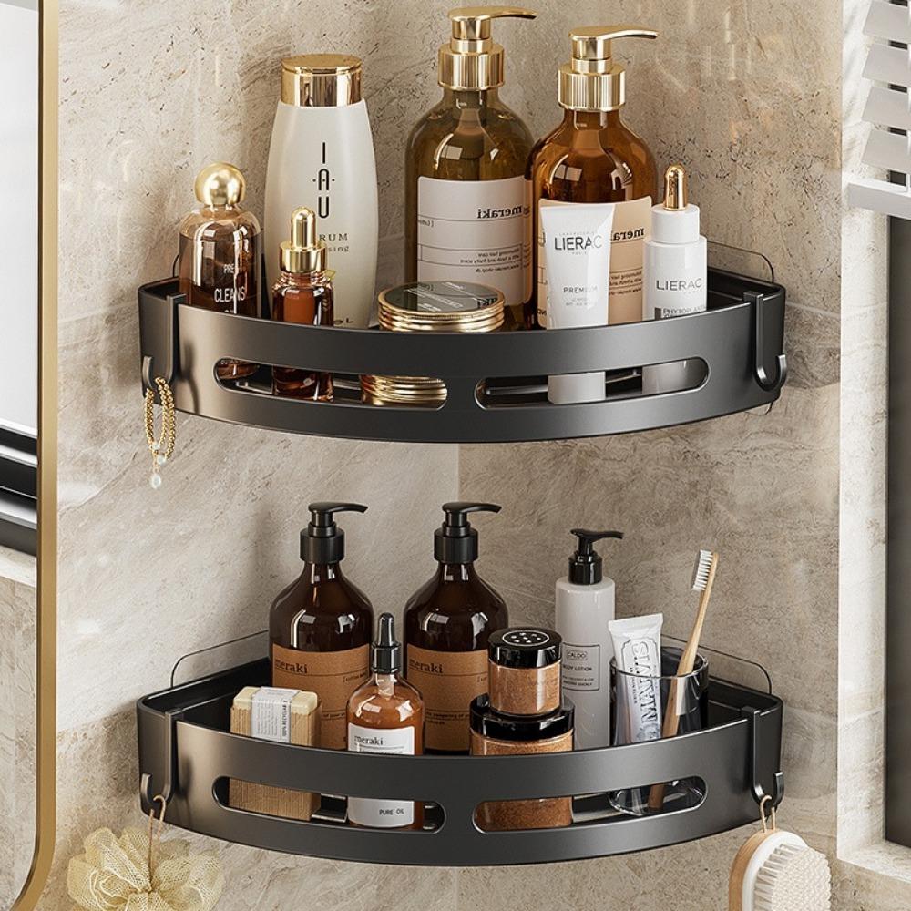 3PCS Bathroom Triangle Shelf Non Perforated Wall Mounted Bathroom Shower Storage Wall Rack Bathroom Accessories Household Items