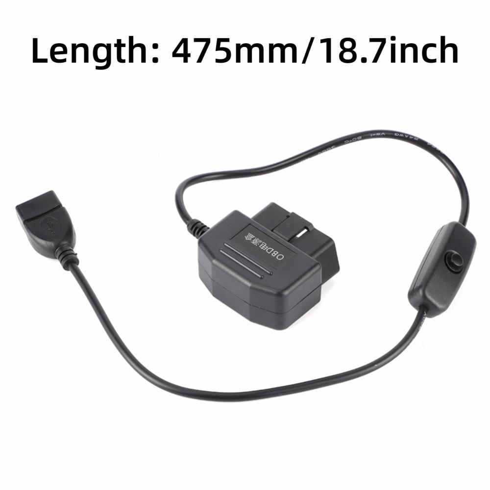 5V 2A Ausgang OBD2 Ladekabel 16-Pin Stecker OBD2 zu USB Adapter Auto-Ladegerät