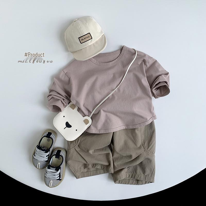 Mångsidig t-shirt för barn, Våren 2025: Avslappnad koreansk Mori-stil för pojkar och flickor