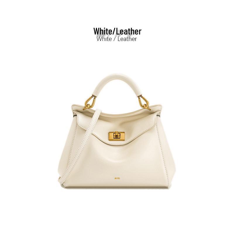 

JW PEI Lucia Pillow Bag: Genuine Leather Lock Buckle Handbag, Women s Small Carry-On, Single Shoulder Crossbody for Work Commute. No Gift Box 26*15.2*10