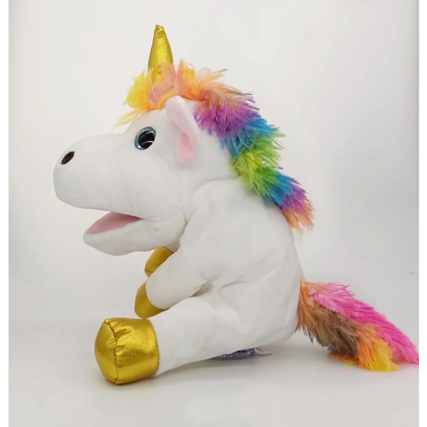 30CM Hand Dolls Children's Toys Plush Rainbow Unicorn Cute Unicorn Family Story Role Playing Finger Toys