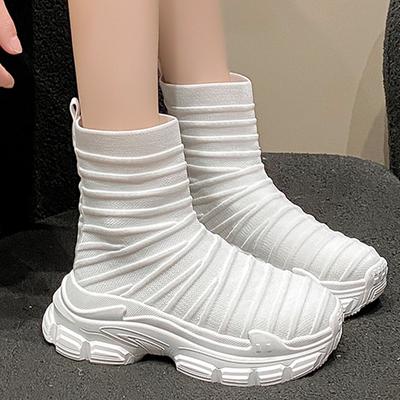 Platforma dziewiarska Botki skarpetkowe do kostki Płaskie sneakersy do biegania Projektanckie buty sportowe Jesienny trend Do chodzenia Mujer Zapatillas