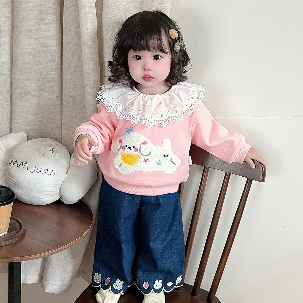 

2025 Korean Style Peter Pan Collar Girls Sweatshirt - Spring/Autumn Fashion Tag 80