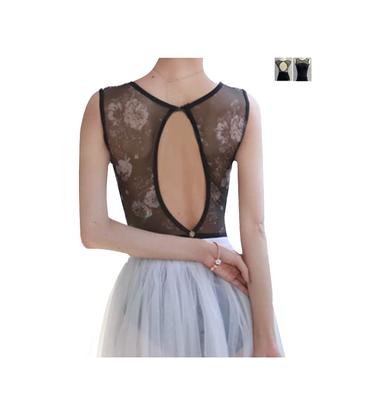 ProDance Tištěný černý tílko Baletní trikot PLT007NO Dámský (L)