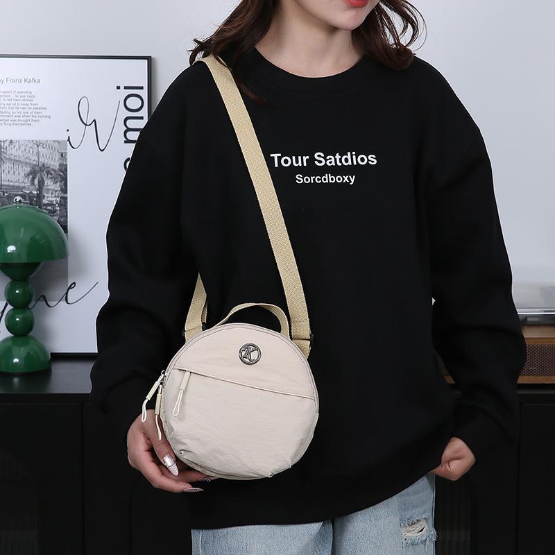 Small Round Bag Women's Mobile Phone Bag Shoulder Bag Nylon Crossbody Bag