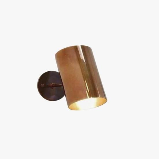 Italian Mid-Century Brass Cylinder Wall Sconce Raw Brass Reading Lamp Entryways, Hallways, Bedrooms, Office, Home Decor