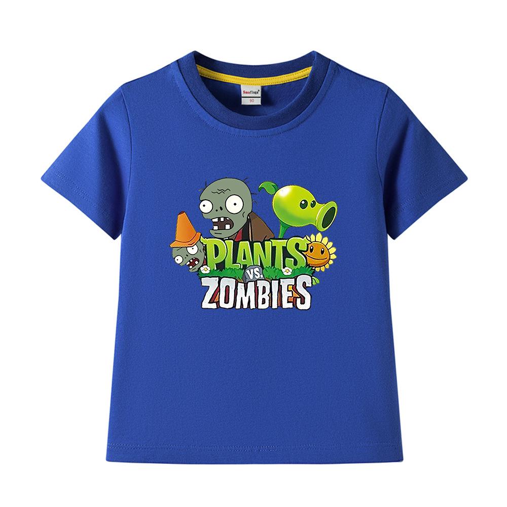 Plants Vs. Zombies Kids' Pure Cotton T-Shirt - Boys and Girls Summer Short Sleeve Loose Breathable Top