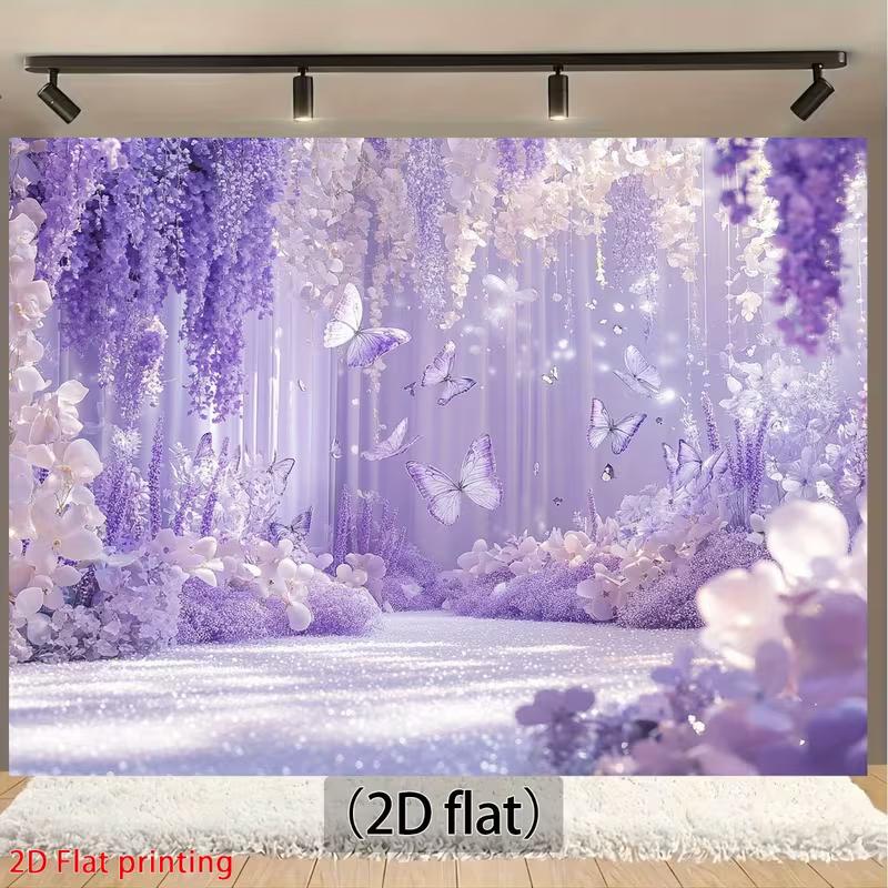 

2D Magical Purple Floral Backdrop for Baby Shower & Spring Festival Background 47.2x31.5inch/120*80cm