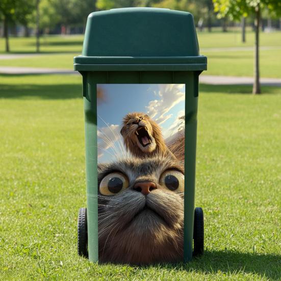 Dustbin Sticker Funny Cartoon Animal Wheelie Bin Decal Self Adhesive Cute Monkey Chicken Cat Sticker for Door Trash Cans Bins Driveway Garden Patio