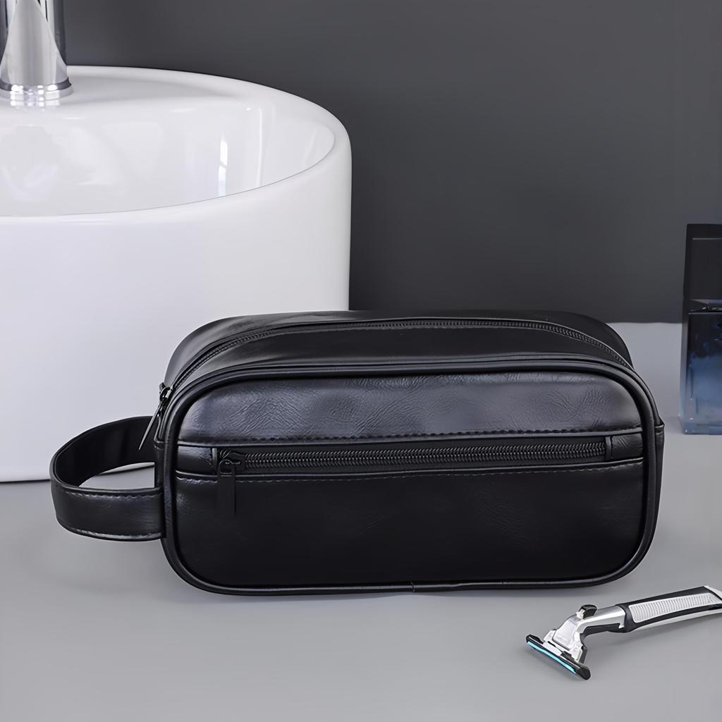Men's Storage Bag Organizer Travel Business Trip Outdoor Toiletry Bag PU Portable Handheld Cosmetic Bag Large Capacity