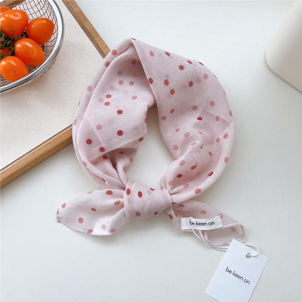 Koreanisches Trendiges Frühlings-Gepunktetes Seiden-Kopftuch - Quadratisches Mode-Tuch für Damen für Haare, Hals und Dekoration