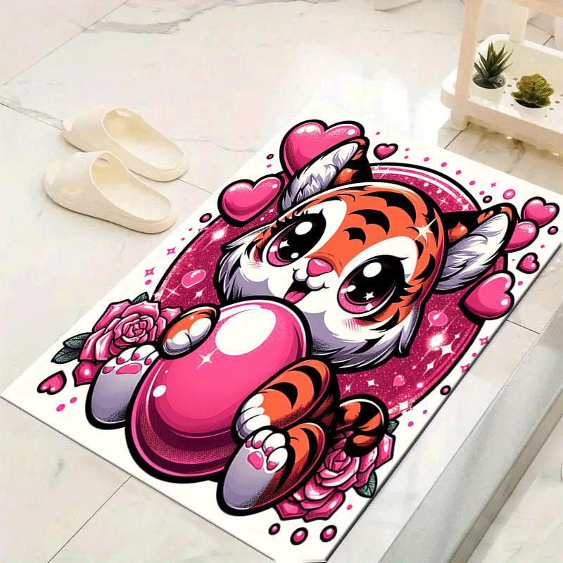 

1pc Cute tiger Print, Design Indoor Area Rug, Soft, Anti-Slip, and Durable Gaming Room Decor for Bedroom, Living Room, and Exercise Rugs, Pe 60cm by 90cm