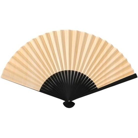 Hinoki Fan Mens Womens Made Japan Unisex Wooden Ultra-thin 0.13mm Bamboo Frame Plain