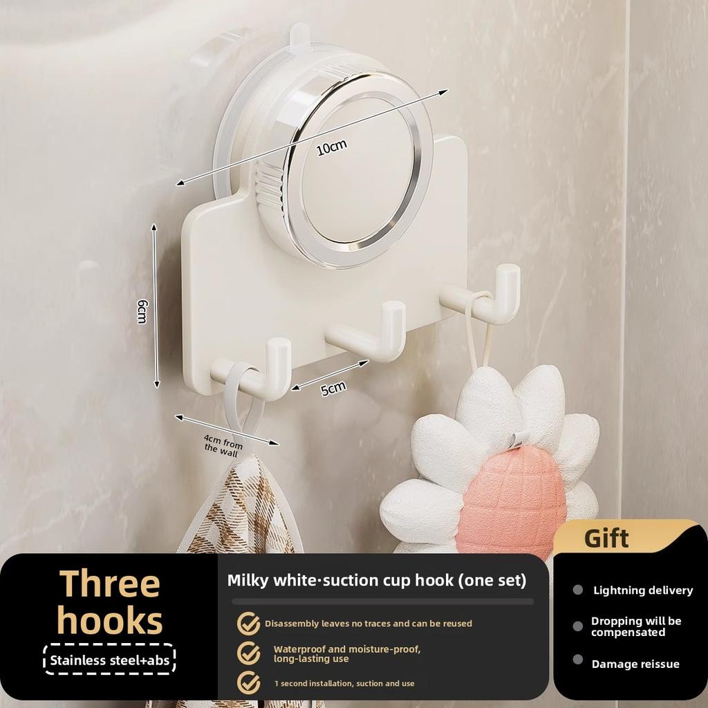 Non Perforated Suction Cup Hook Bathroom with Strong Load-bearing Capacity Wall Mounted Towel Hook Row of Storage Racks