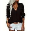 Long - Sleeve Button - Up Double - Pocket Lapel Casual Women's Blouses & Shirts