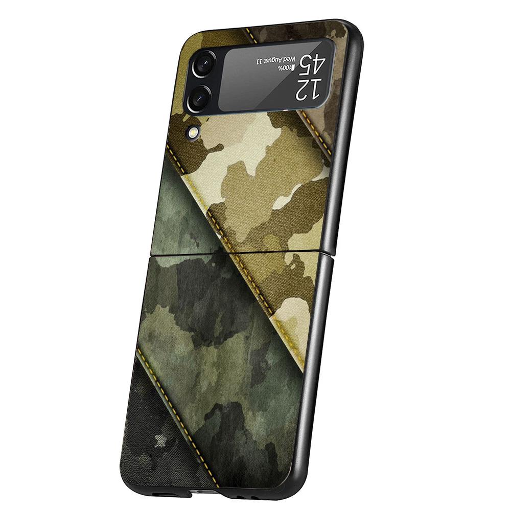 Camouflage Military Cover Phone Case For Samsung Galaxy Z Flip 7 6 5 4 3 5G Flip7 Flip6 Flip5 Flip4 Flip3 Black Fundas Shell Gal
