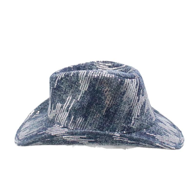 Western Cowboy Hat Sequined Versatile Jazz Hat Men'S And Women'S Shade Top Hat