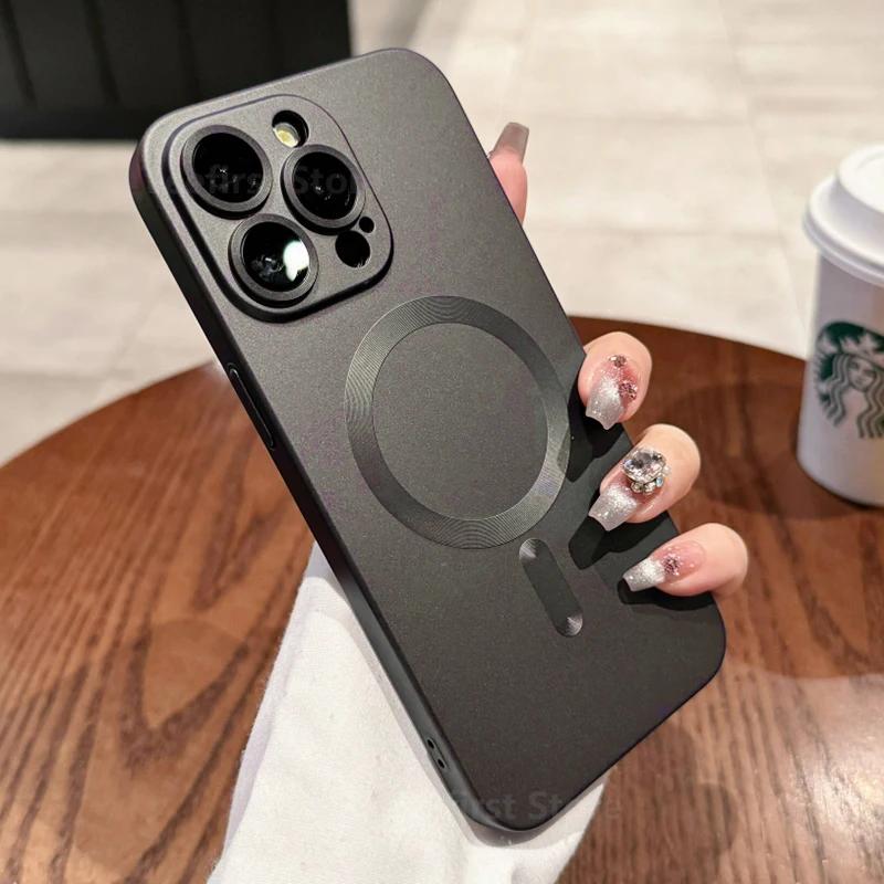 Case For iPhone 15 14 13 12 11 Pro Max Plus Magnetic Fashion For Magsafe Wireless Charge Full Lens Protection Soft Cover