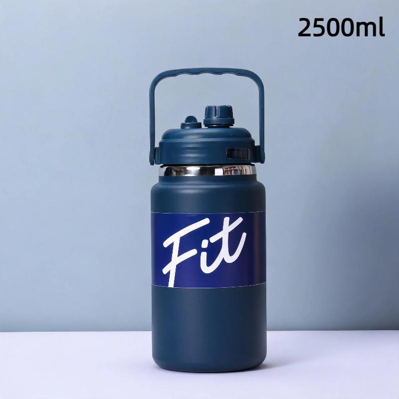 Stainless Steel Insulated Water Jug Food Grade Leak Proof Lid 24H Heat Cold Retention for Picnic Beach Trips