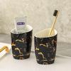 Exquisite Gold Plated Black Ceramic Bathroom Set Lotion Bottle Soap Dispenser Household Mouthwash Cup Dish Bathroom Accessories