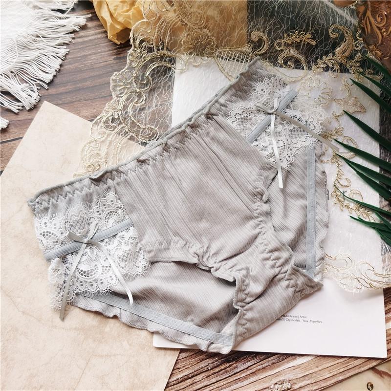 Simpatici Slip Filettati con Bordo in Pizzo Avvolgenti sui Fianchi a Vita Bassa Mutandine da Donna