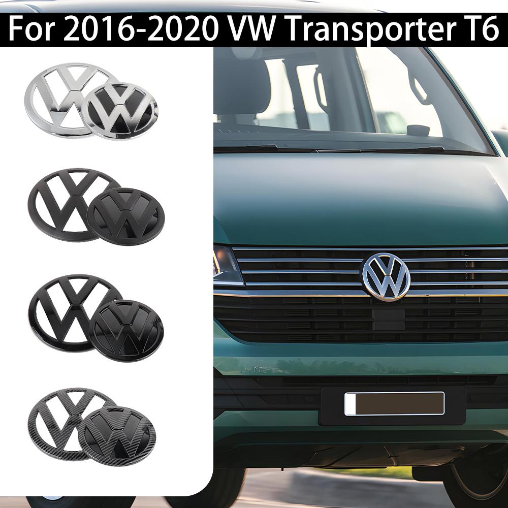 2pcs Original replacement version Car Front Grille Emblem Cover Rear Trunk Lid Badge Stickers for VW Transporter T6 2016-2020 zw5