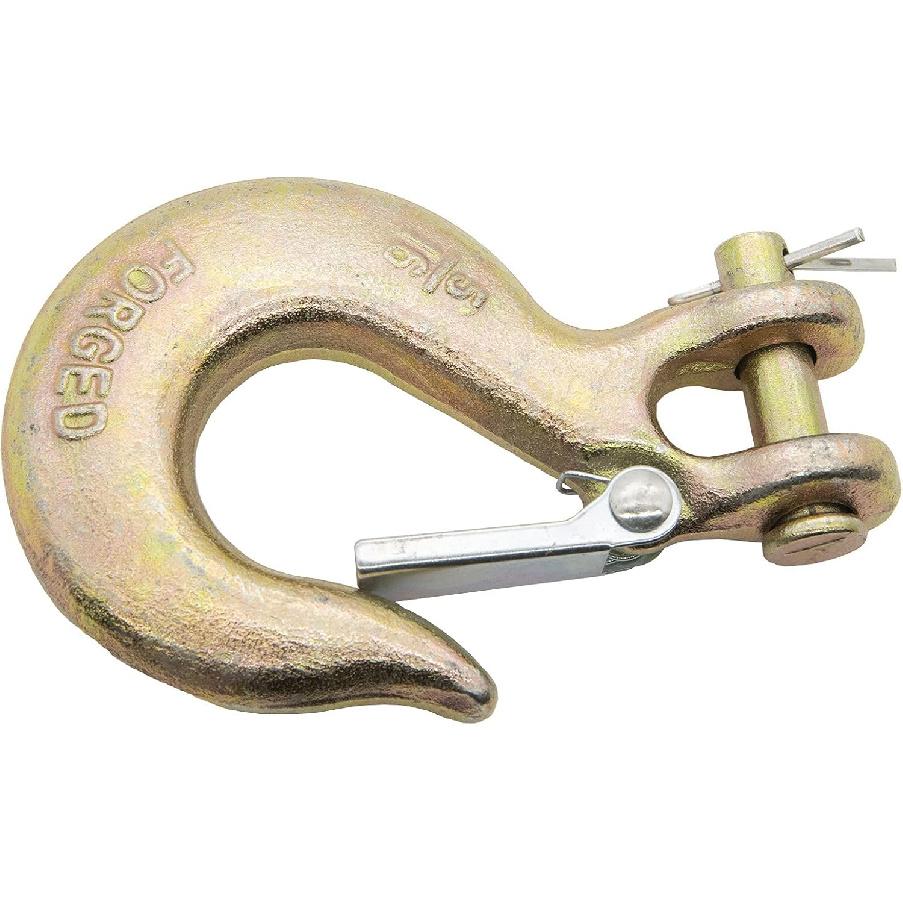 5/16 inch Clevis Slip Hook with Safety Latch, 5/16 g70 Chain Hook, 5/16 Safety Hook with Latch Forged G70 18,000 Lb Capacity for Trailer Truck