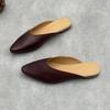 Johnature Pointed Toe Genuine Leather Women's Slippers Casual And Versatile Soft Cowhide Outdoor Slip-on Shoes