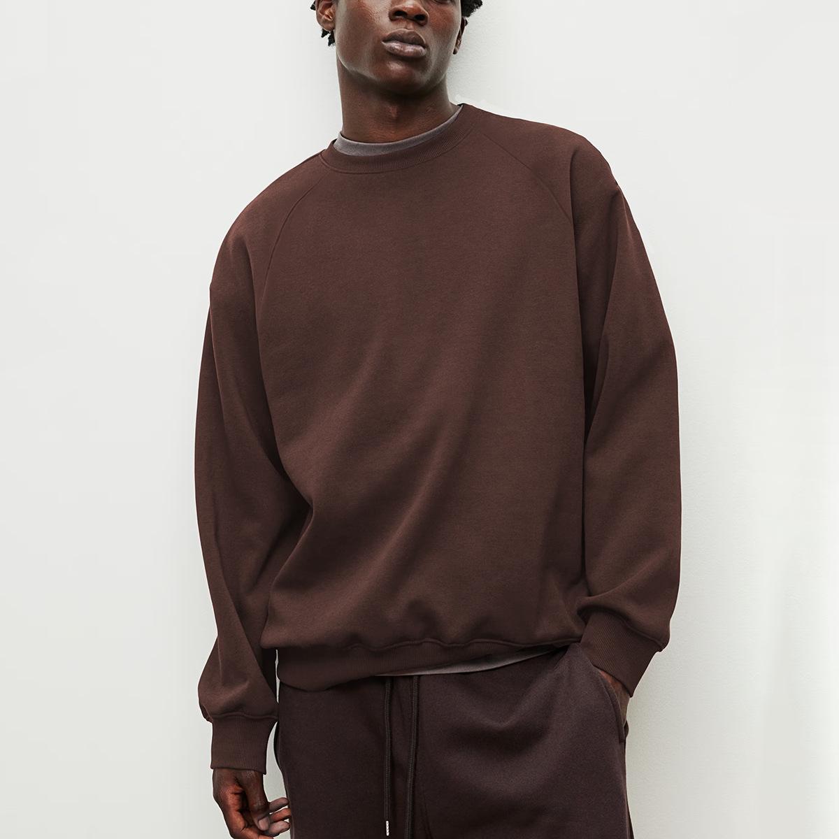 

Мужская повседневная толстовка свободного кроя с круглым вырезом — осенне-зимний свитер с длинными рукавами для пар и студентов. M темно-коричневого