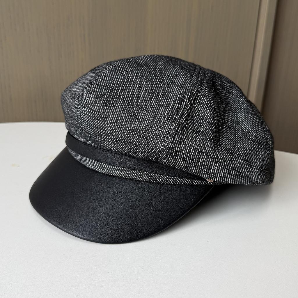 Octagonal hat women's autumn retro splicing British style cowboy newsboy hat temperament shows the face small fashion versatile cap
