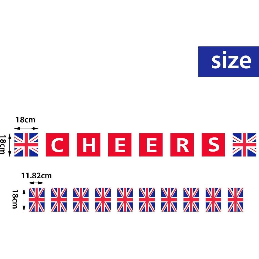 2 Pieces British Party Garland Cheers British Banner Garland UK Flag Pennant Banner for Hanging Coronation Union Jack Party Decoration