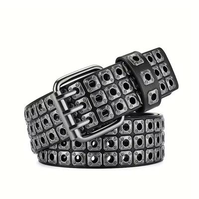 Women Belt Fashion Square Beads, Willow Nails, Three Exhaust Eyes, Punk Street Cool, Personalized Men's and Women's Belts Y2K
