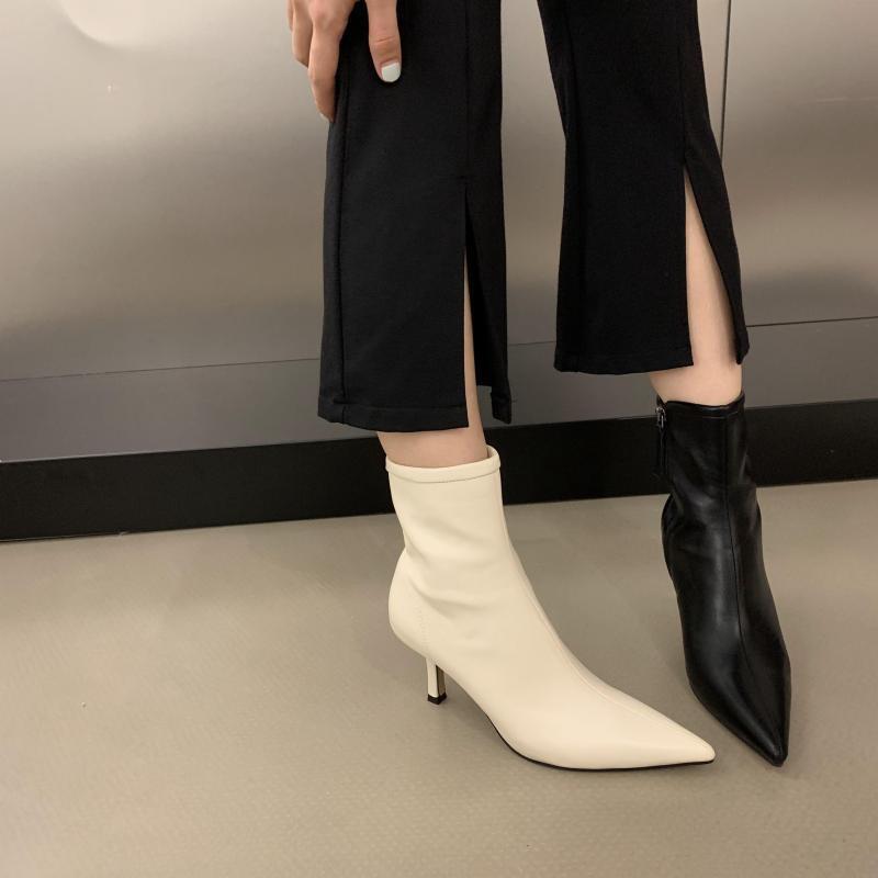 Fashion Autumn Fashion Thin Heel Slim Ankle Boot Women Pointed Toe Zipper Shoes Mordern Short Booties Zapatos De Mujer