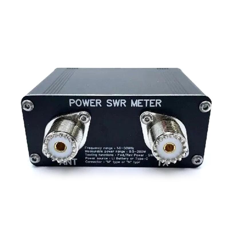 Accurate 200W Power SWR Meter 1.29" Screen for Shortwaved Communication Precise Measurement 50h Long Service Life