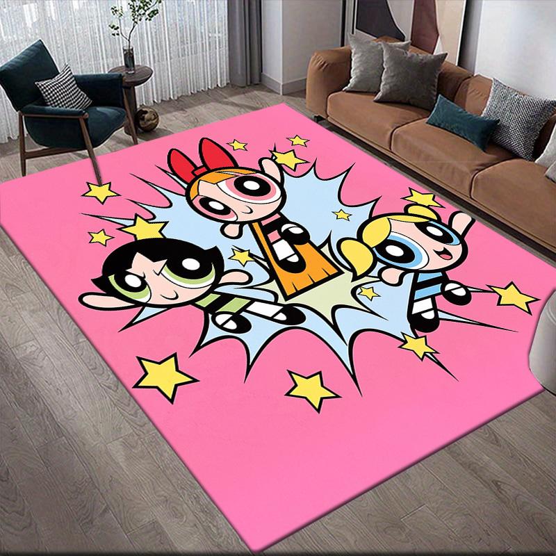 The Powerpuff Girls Collection Anti-slip Floor Mat, Rectangular Carpet for Living Room, Game Area and Bedroom