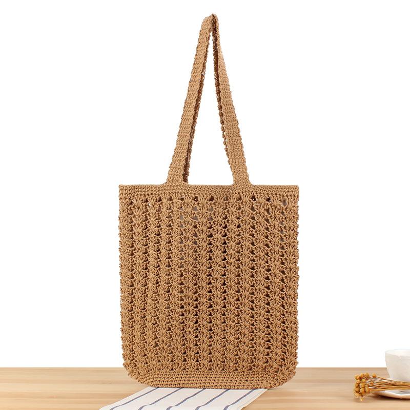 Sac polyvalent en corde de coton crochetée évidée pour les loisirs décontractés quotidiens, le travail, les trajets et les voyages sacs d'épaule d'été pour la plage