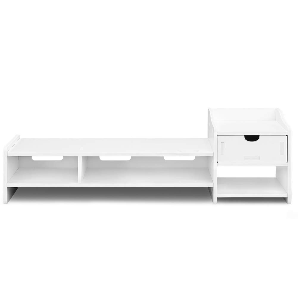 Flaneo KD3 Monitor Desktop with Desktop Keyboard Desktop 2 Width Desktop Computer Stand Stand, Stand, Drawer, Rack, Storage, Rack, Tiers, 66.4cm,