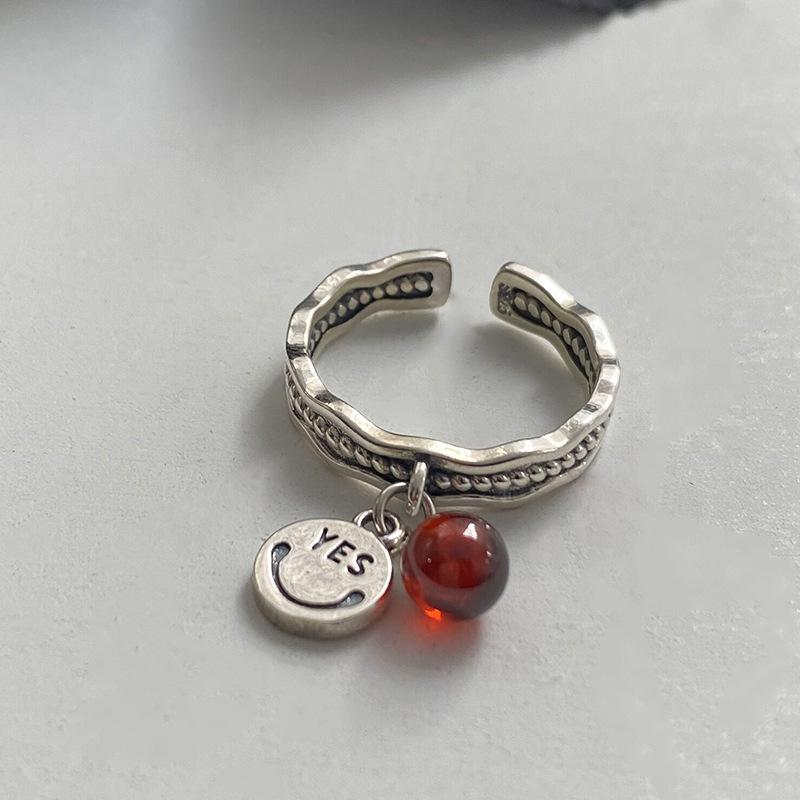 

S925 Sterling Silver Smiley Ring for Women – Trendy, Simple & Vintage Thai Style Jewelry Adjustable