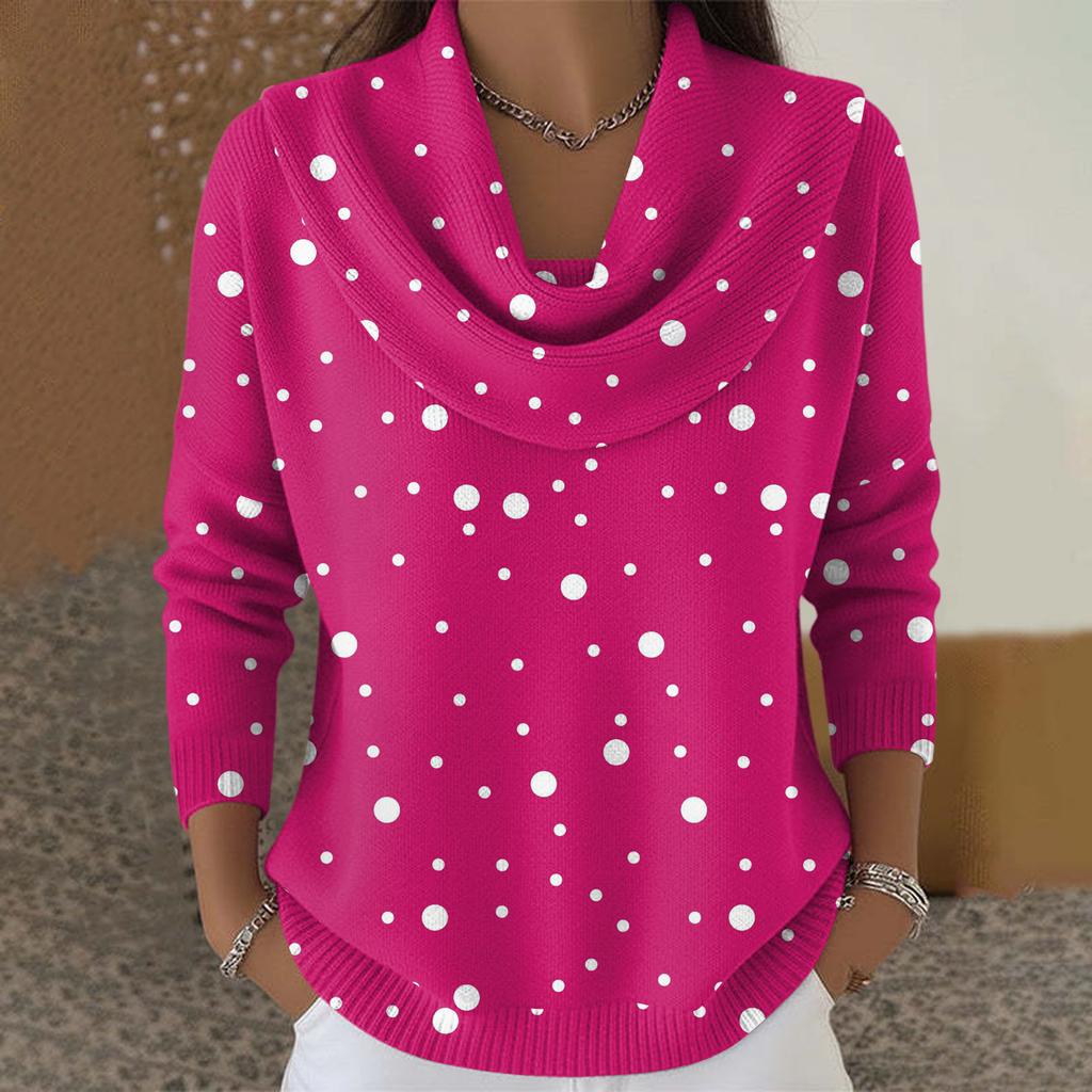 Women's Casual And Fashionable Round Neck Long Sleeved Printed Top Sweater