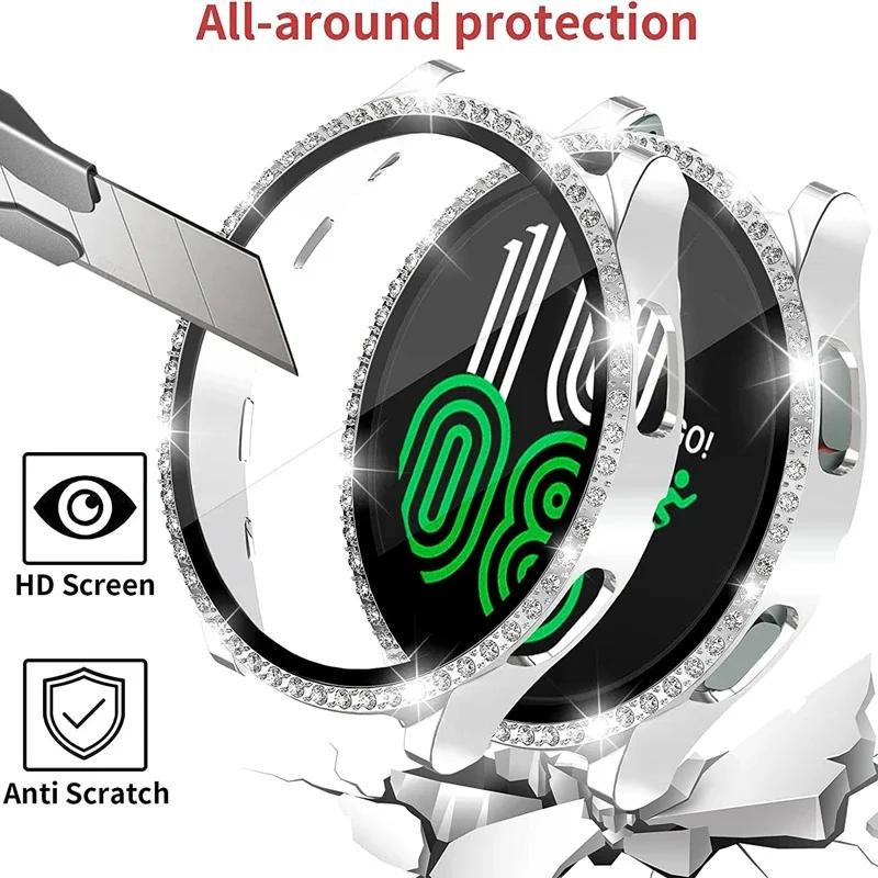 Bling Case+Bracelet for Samsung Galaxy Watch 7 6 5 4 40mm 44mm Metal Cowboy Chain Strap Screen protector Galaxy Watch 4 5 6 Band