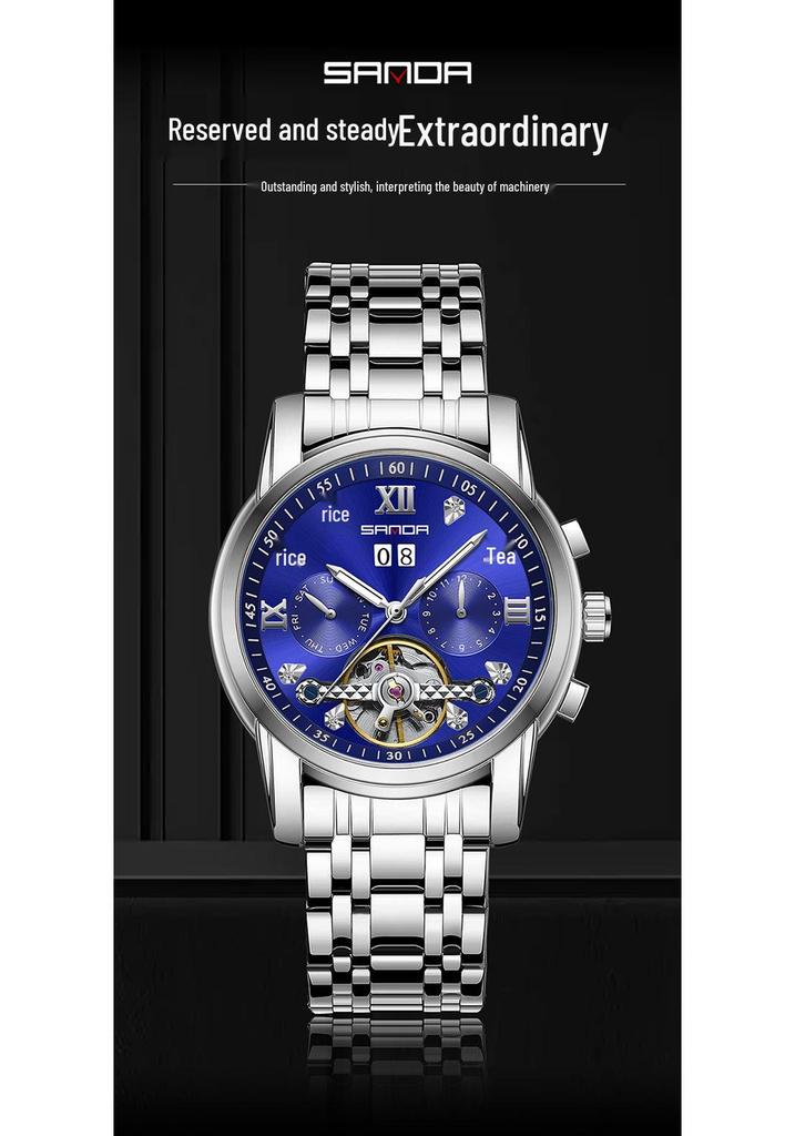 Sanda Men's Automatic Tourbillon Watch with Calendar - Trendy and Cool Design