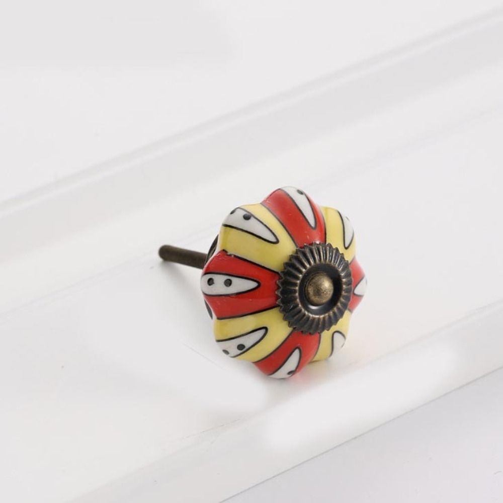 Simple Single Hole Ceramic Pumpkin Handle Round Vintage Vintage Cabinet Knob European Style Creative Door Pull Handles Furniture