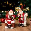 Santa Claus Figurine Small Resin Santa Sculpture with Gift Bag/Wish List for Mantle Bookshelf Tabletop New Year Party Decoration