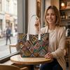Bohemian Geometric Pattern Tote Bag Casual Daily Large Capacity Shoulder Bag for Women Outdoor Shopping Travel Handbag