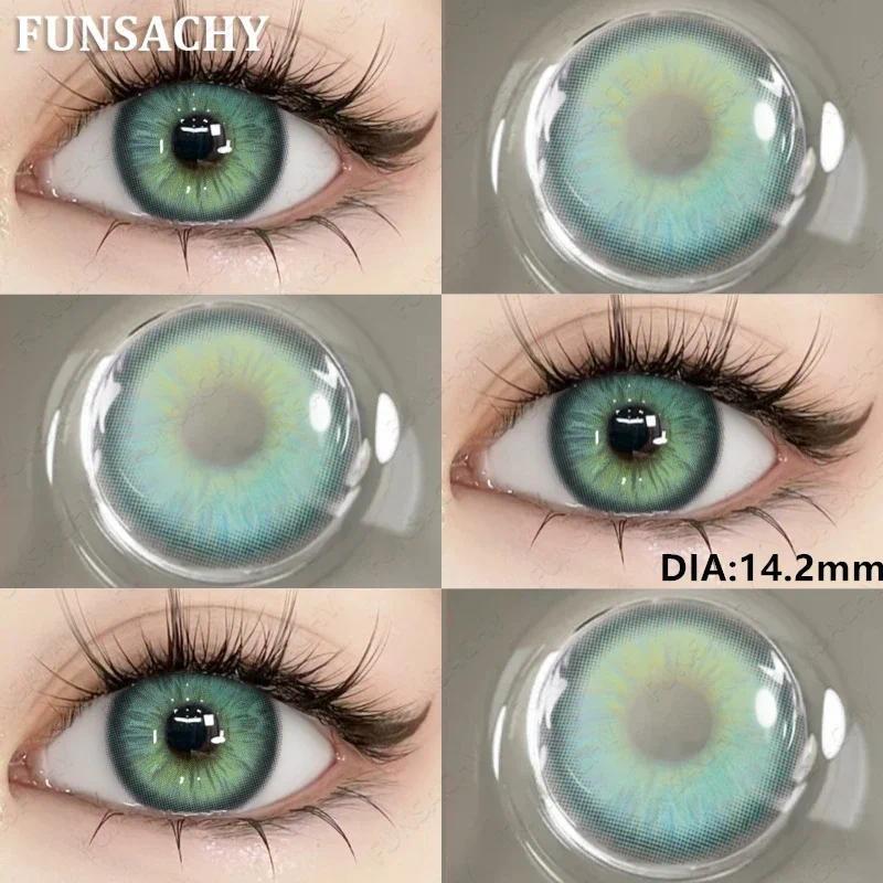FUNSACHY 2 st Naturliga Kontaktlinser för Ögon Färgade Blå Kontaktlinser Grå Vacker Pupill Grön Lins Ögonmakeup Koreanska Linser